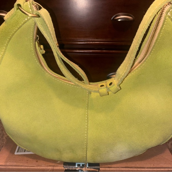 Portland Leather Used Large Nora Lime Green Suede Women's Bag - Picture 5 of 7